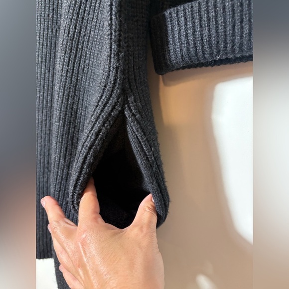 Allsaints Women's S Wool alpaca Turtleneck Knit 3/4 Sleeve Sweater Dress Black - Picture 9 of 11